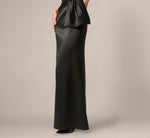 Strapless Stretch Mikado Origami Pleated Gown In Black 4