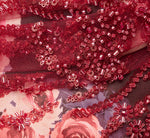 Strapless Floral Print Beaded Soutache Hem Gown In Mahogany 6