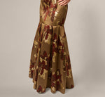 Strapless Cat Eye Metallic Floral Brocade Trumpet Gown In Brown Multi 4