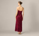 Strapless Lily Floral Velvet Lace Gown In Mahogany 5