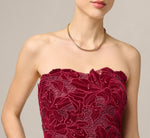 Strapless Lily Floral Velvet Lace Gown In Mahogany 3
