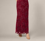 Strapless Lily Floral Velvet Lace Gown In Mahogany 4
