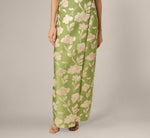 Strapless Draped Floral Jacquard Column Gown In Fern 4