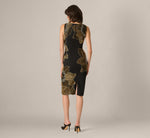 Floral Beaded Sheath Cocktail Dress In Black Gold 5