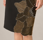 Floral Beaded Sheath Cocktail Dress In Black Gold 4