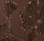 Floral Beaded Soutache Draped Satin Gown In Dark Mocha 6