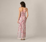 One Shoulder Soutache Petal Beaded Illusion Gown In Pink Multi 5