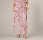 One Shoulder Soutache Petal Beaded Illusion Gown In Pink Multi 4