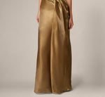 Strapless Liquid Organza Draped Gown In Gold 4