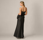 Strapless Mikado Beaded Detail  Draped Bow Gown In Black 5
