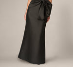 Strapless Mikado Beaded Detail  Draped Bow Gown In Black 4