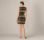 Plaid Beaded Fringe Cocktail Dress In Black Gold 5