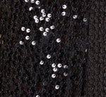 Sequined Trapeze Halter Dress With Feather Trim In Black 6