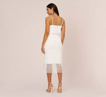 Crepe Popover Midi Dress With Fringe Trim In Ivory 5