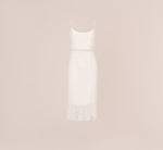 Crepe Popover Midi Dress With Fringe Trim In Ivory 7