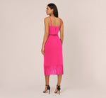 Crepe Popover Midi Dress With Fringe Trim In Lipstick 5