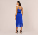 Crepe Popover Midi Dress With Fringe Trim In Royal Sapphire 5