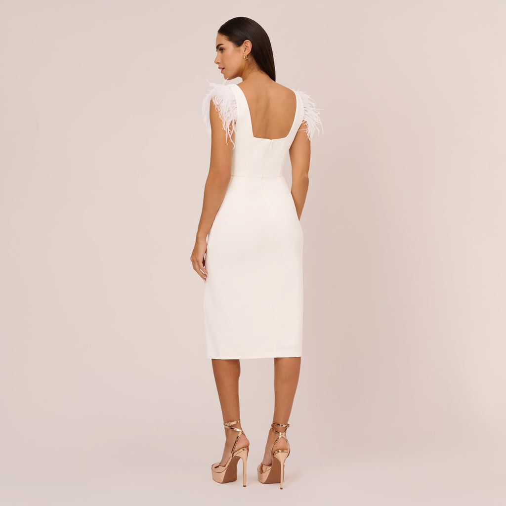 Knitted Off Shoulder Feather Dress