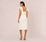 Knit Crepe Midi Dress With Feather Shoulder Accents In Ivory 5