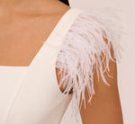 Knit Crepe Midi Dress With Feather Shoulder Accents In Ivory 4