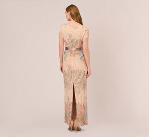 Floral Matelasse Gown In Blush Multi | Adrianna Papell