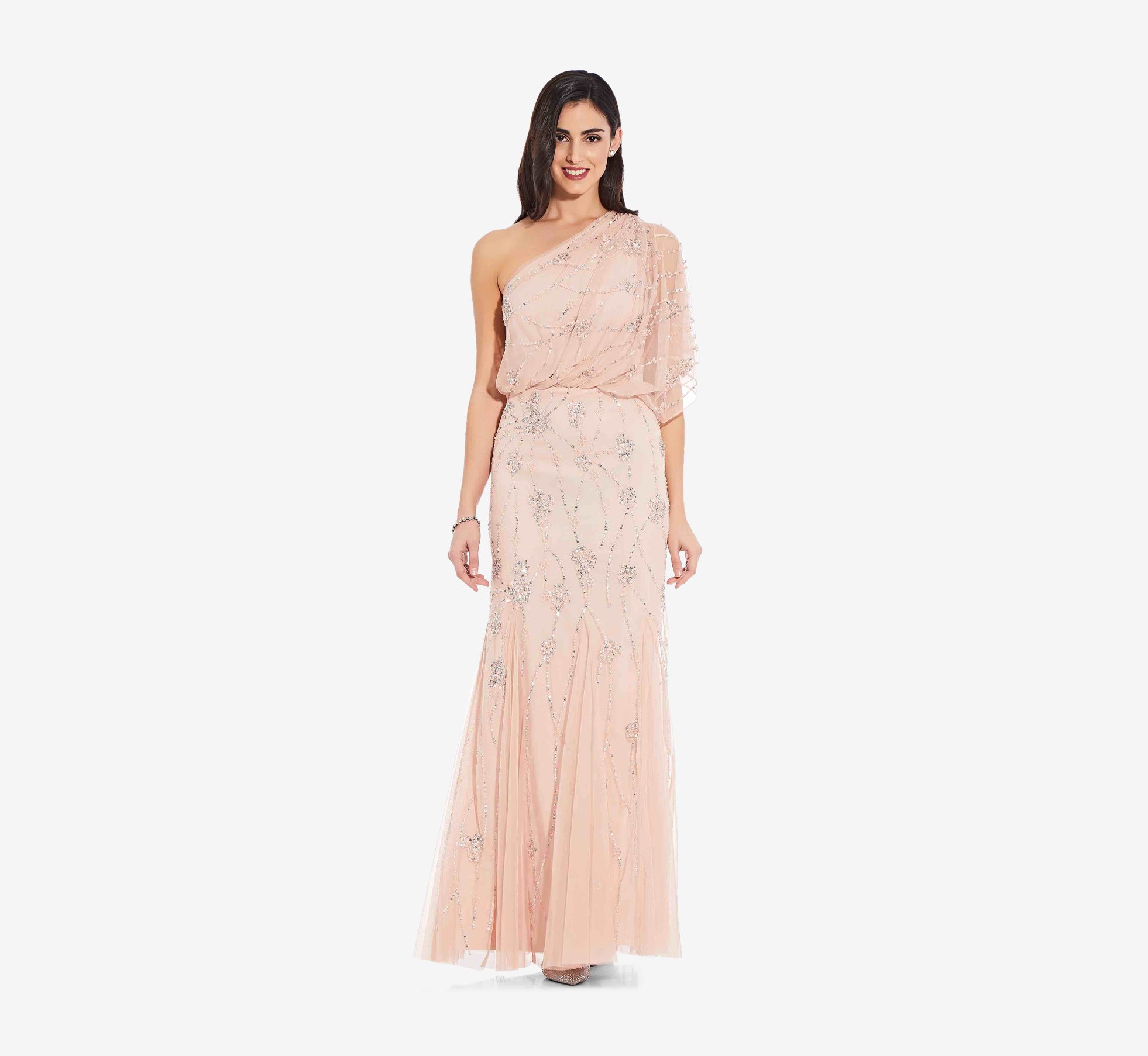 One Shoulder In Blush | Papell