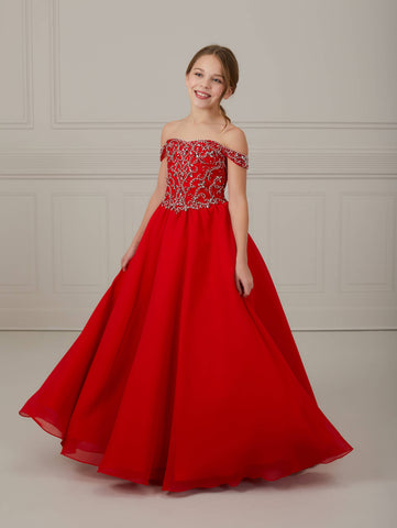 Hand-Beaded Chiffon Scoop Neck A-Line Gown 1