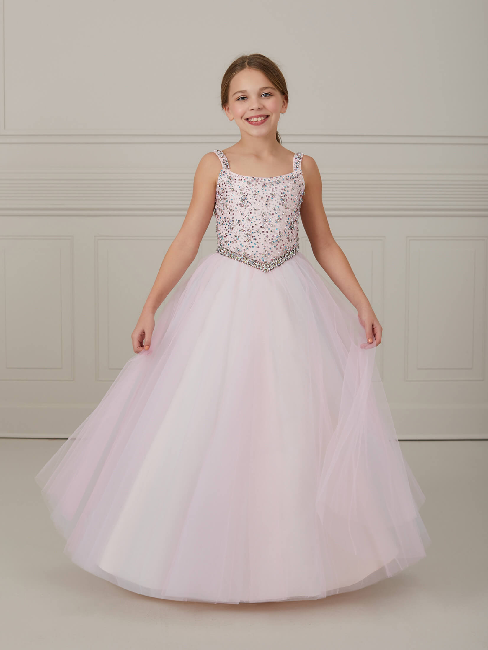 Hand-Beaded Layered Tulle A-Line Gown 1