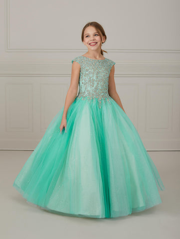 Glitter Floral Tulle Scoop Neck Gown 1