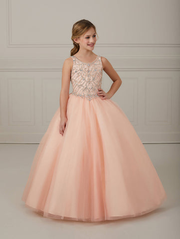 Hand-Beaded Lace and Tulle Scoop Neck Gown 1