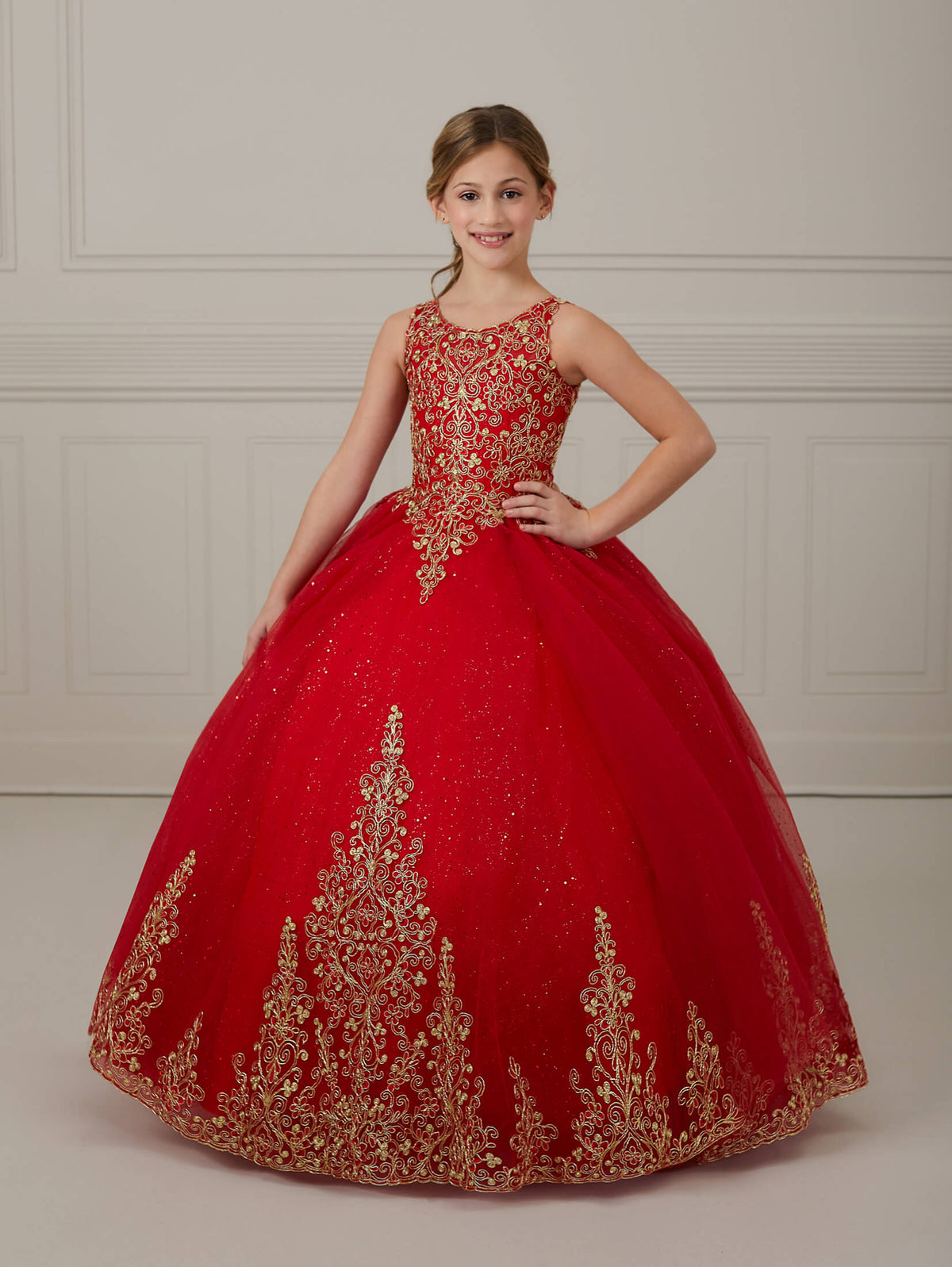 Shimmer Lace and Tulle Scoop Neck A-Line Gown