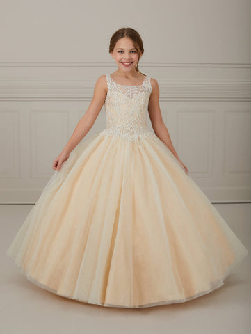 Glitter Floral and Layered Tulle A-Line Gown 1