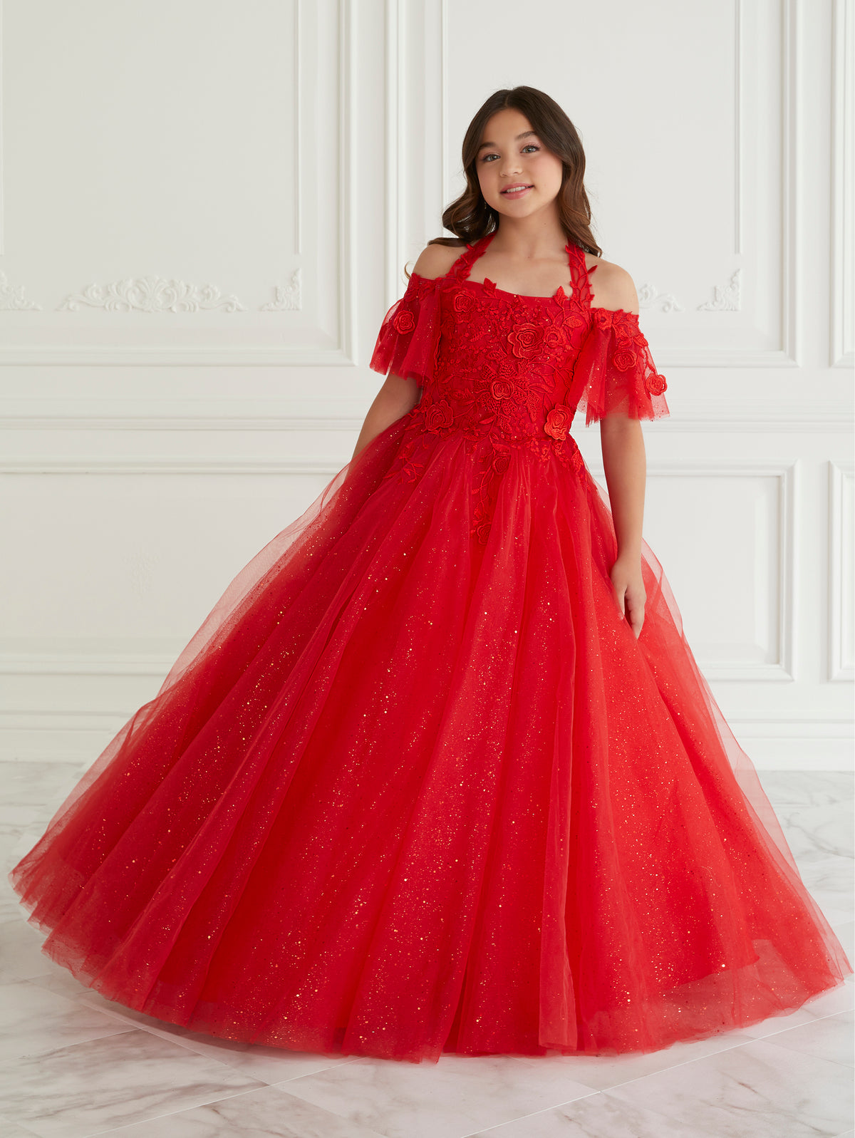 Lace and Tulle Off-The-Shoulder Gown