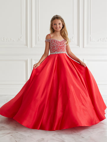 Beaded Satin Gown with Lace Up Back 1