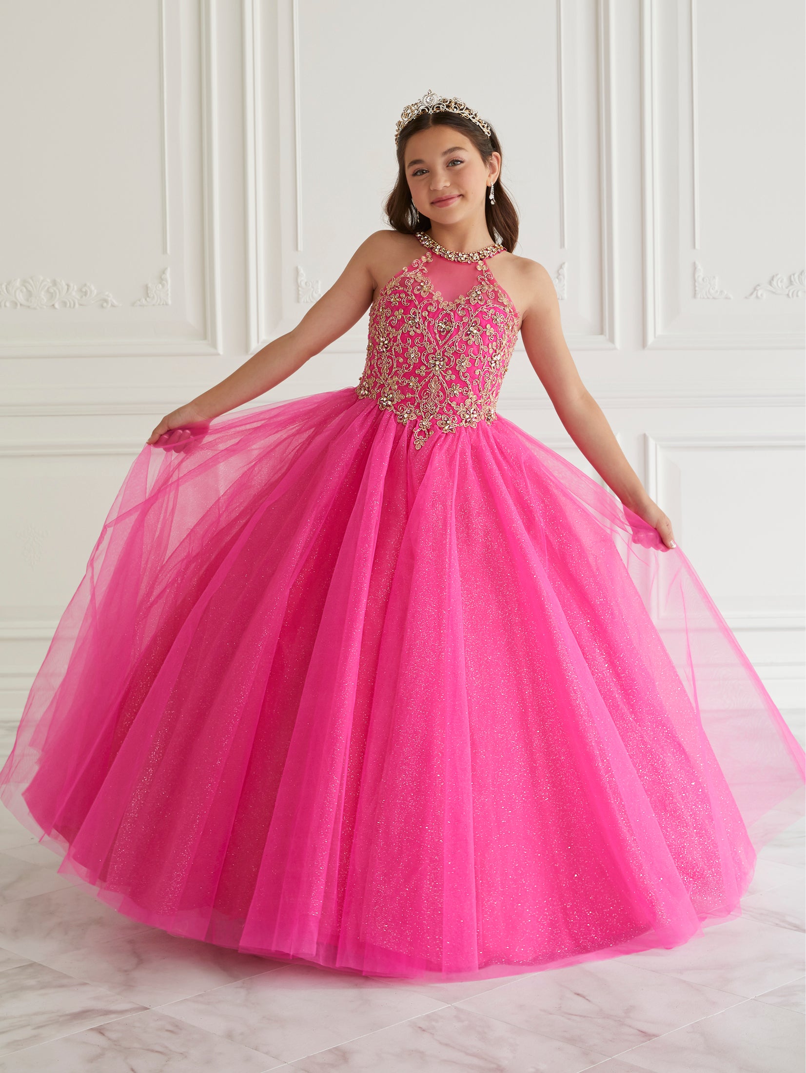 Tulle and Lace Halter Gown 1