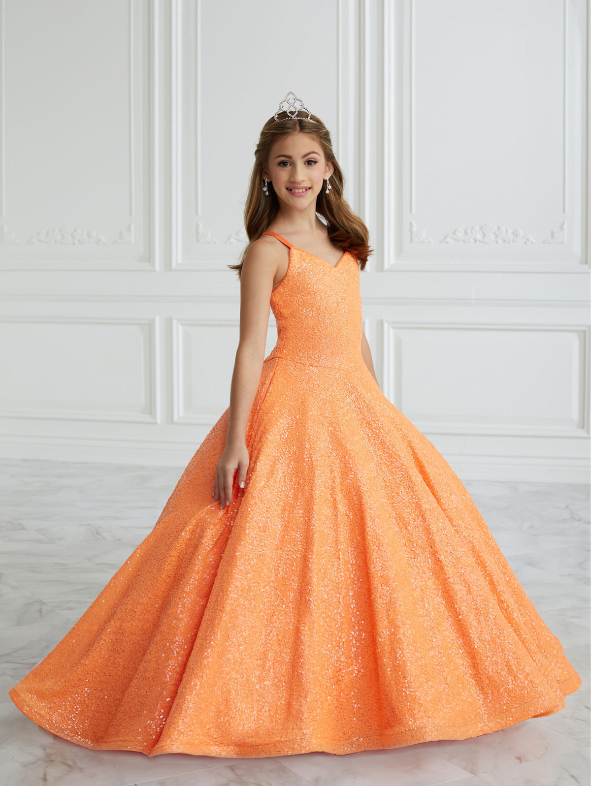 Hand-Sequined A-Line Gown