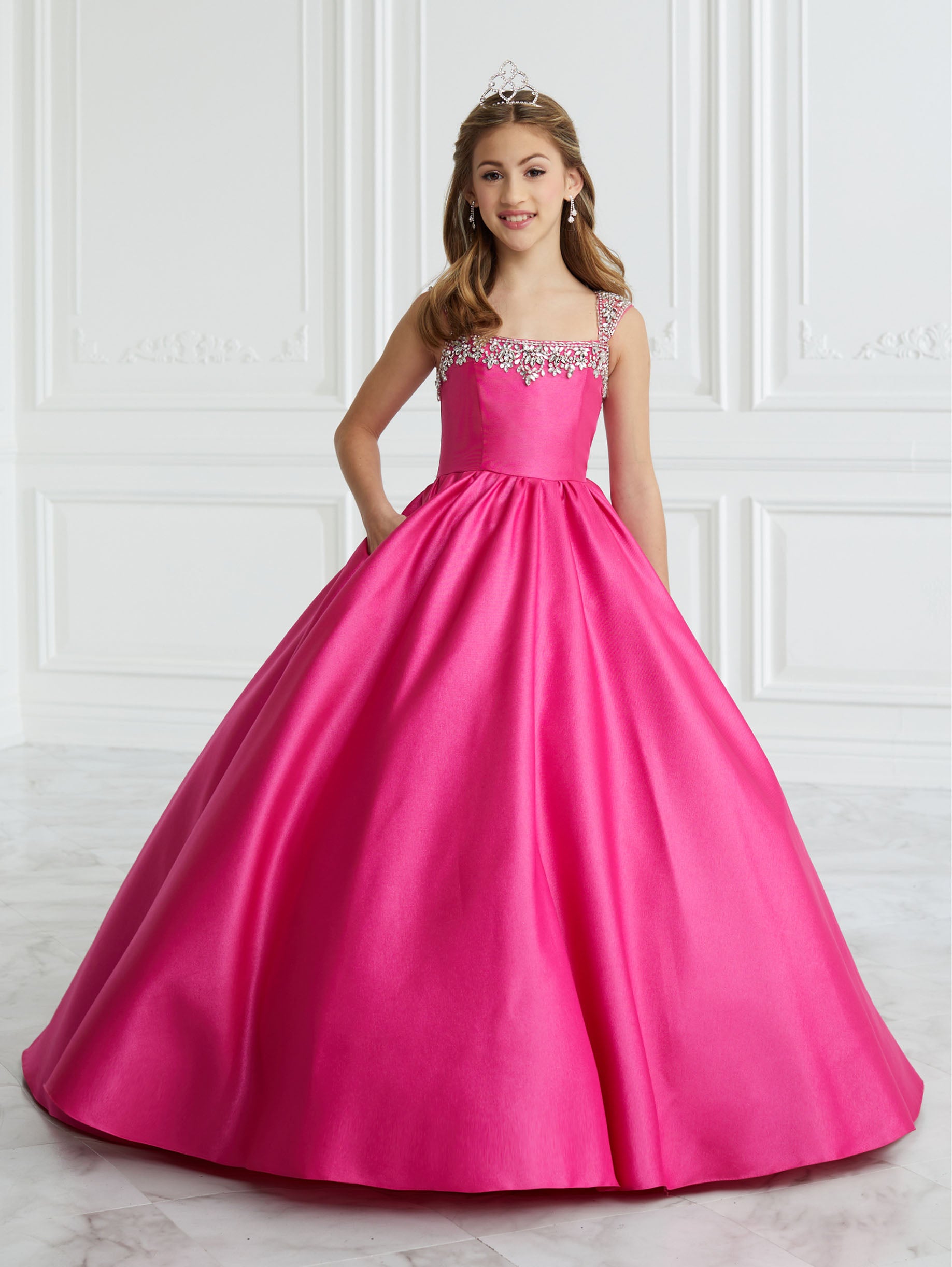 Hand-Beaded and Satin A-Line Gown 1