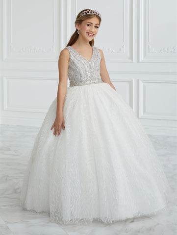 Hand-Beaded and Floral Glitter Tulle A-Line Gown 1