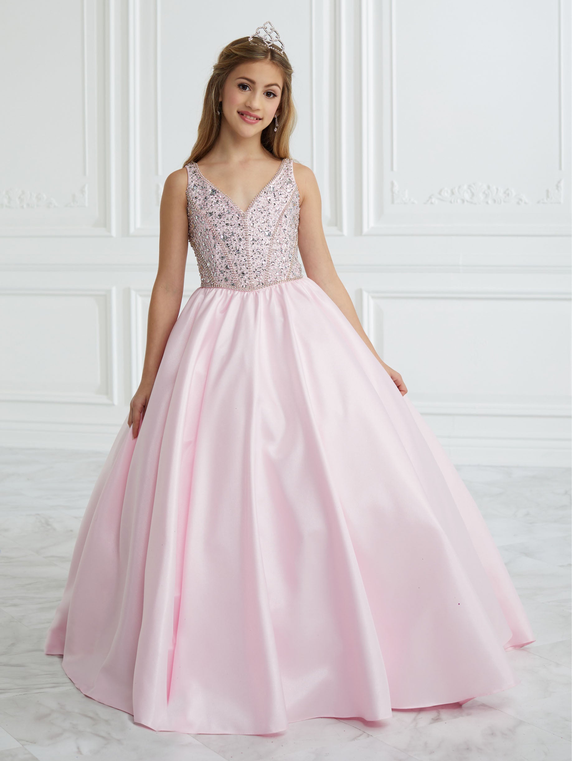 Hand-Beaded and Satin A-Line Gown 1