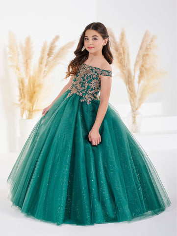 Lace and Sparkle Tulle Off-The-Shoulder Gown 1