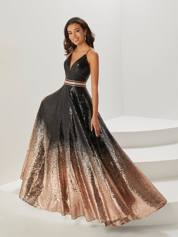 Ombre Sequin A-Line Gown 1