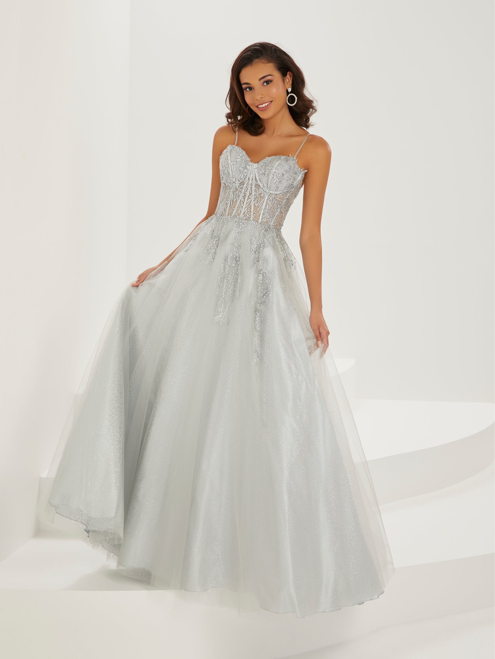 Metallic Tulle/Glitter Lace Gown 1