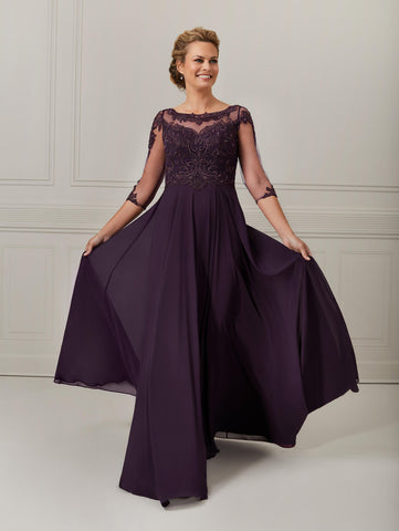Chiffon and Lace Hand-Beaded A-Line Gown 1