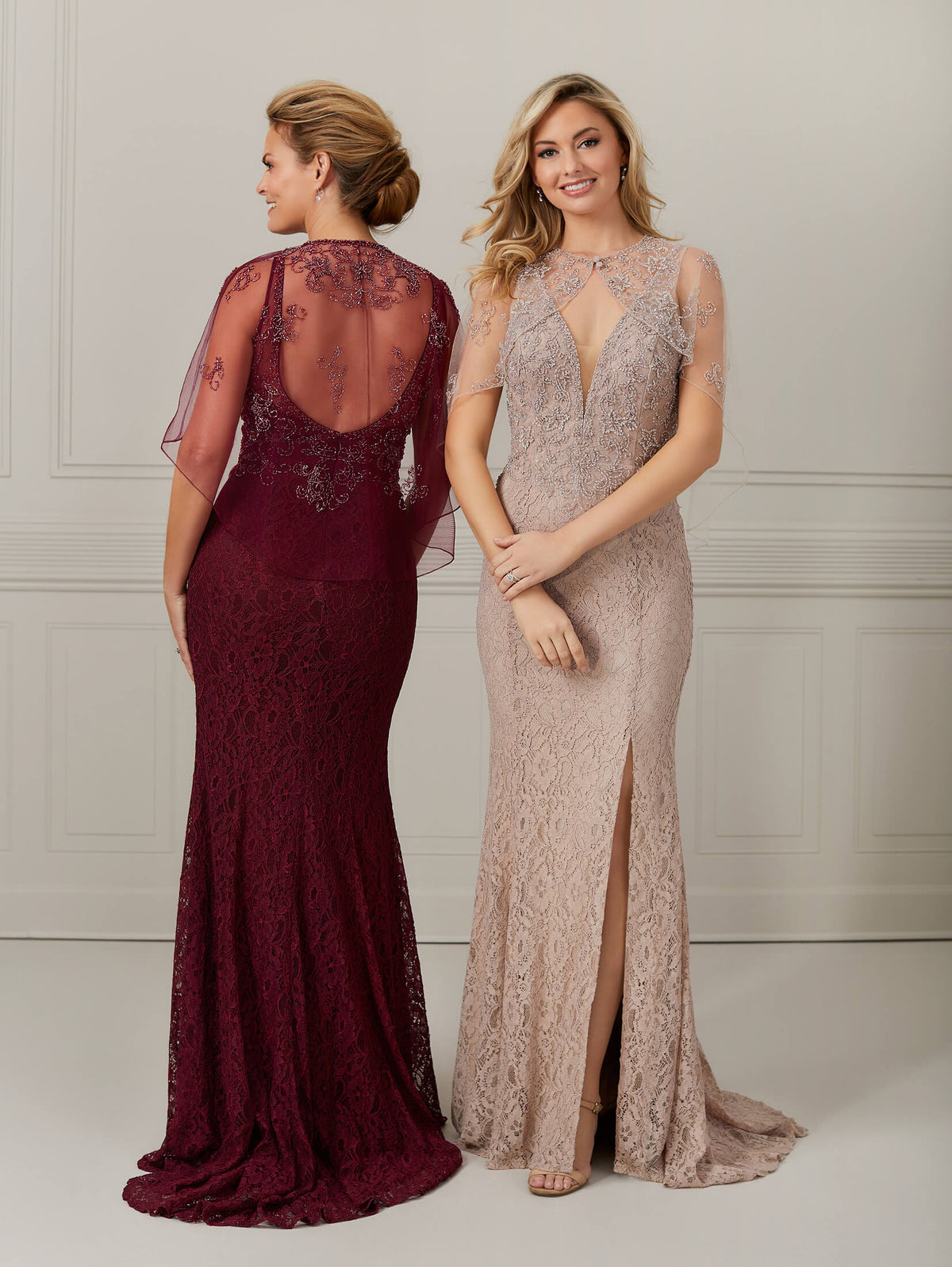 Hand-Beaded Lace Trumpet Gown
