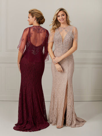 Hand-Beaded Lace Trumpet Gown 1