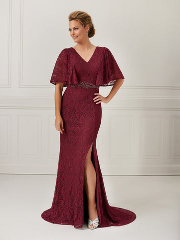 3/4-Sleeve Lace Ruffle-Sleeve Dress 1