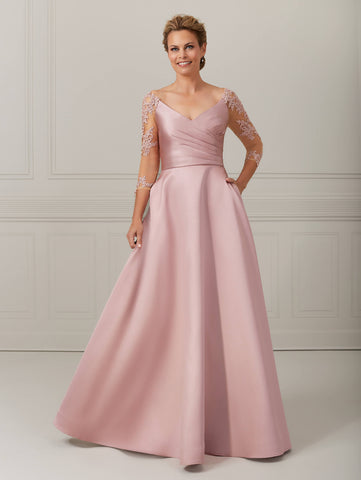 Hand-Beaded Lace and Mikado A-Line Dress 1
