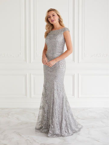 Sequined Off-The-Shoulder Gown 1