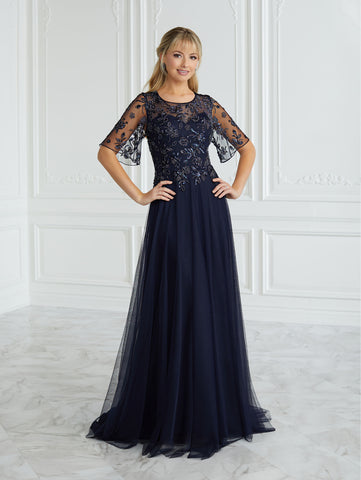 Hand-Beaded Illusion A-Line Gown 1