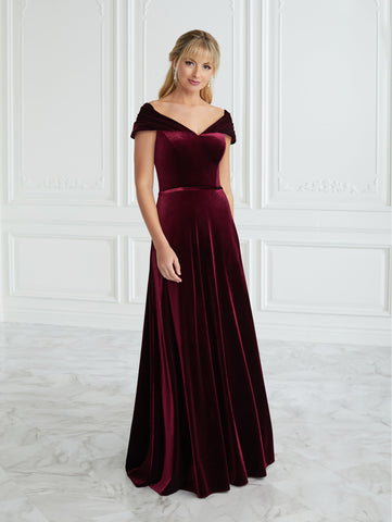 Velvet Off-The-Shoulder A-Line Gown 1